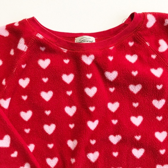 Leveret Hearts Valentines Fleece 2 Pc Pajamas PJ Set Big Girls Fits Size 8 - Picture 2 of 8